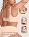 Vertvie Wireless Bras for Women No Underwire Supportive Mesh Crossover Bra Seamless Push Up Full Coverage Everyday Bralettes(Nude,Medium)