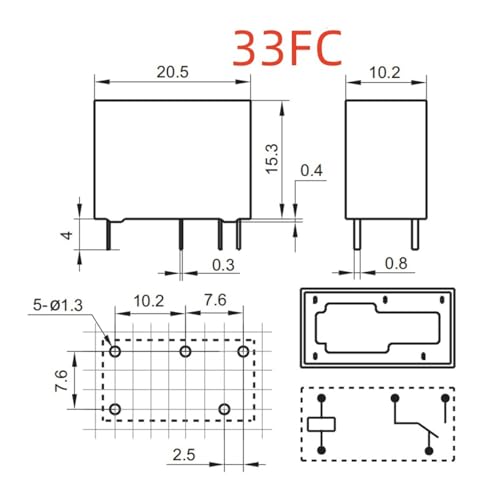Relé SJE-S-105D de 5 pines y 5V para circuitos electrónicos 2