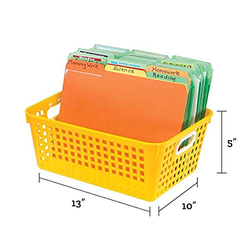 Really Good Stuff Plastic Storage Baskets With Handles, Bins For Books & Supplies, Organize Classroom & Home, 13” X 10”, Rainbow Colors 6 Pk, Paper Trays, Teacher Bins, Classroom Essentials #TOP3