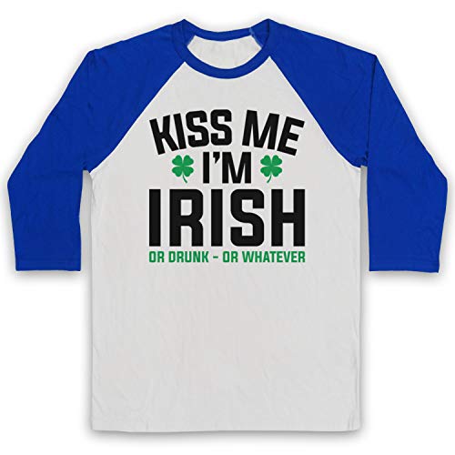 T-Shirt Base-Ball 3/4 Saint Patrick Kiss Me I'm Irish pour vos soirées pub