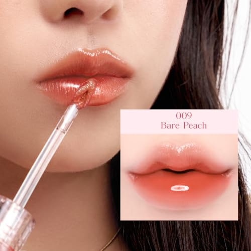 Image of CLIO Crystal Glam Tint, Glossy Lip Tint with Glass-Like Shine, Lightweight Buildable Lip Stain, Long-Lasting Pigmented Color, Non-Sticky, Korean Lip Tint, Safe for Sensitive Lips (009 BARE PEACH)