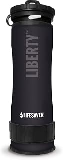LifeSaver® Liberty | Wasserfilterflasche (400ml) | Trinkflasche filtert 99,9999% aller Bakterien | Wasseraufbereitung Trinkwasser Camping bis zu 2.000 Liter | Tragbarer Wasserentkeimer Wandern (Black)