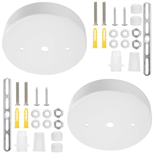 Image of Sangle Sopffy Pendant Light Canopy Kit, 5 1 /8 Inches Ceiling Lighting Canopy Kit with All Mounting Hardware Modern Chandelier Ceiling Plate Cover for Pendant Lighting Fixtures (white-2pc, 4.7inch)
