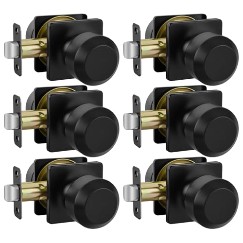 Haidms Matte Black Passage Door Knobs for Closet and Hallways 6 Pack