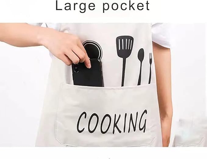 Image of HROY Kitchen Apron for Women & Men with Pocket & Side Towel | Kitchen Apron for Women & Men with Pocket & Side Towel | Reusable Cooking Chef Apron for Home Kitchen