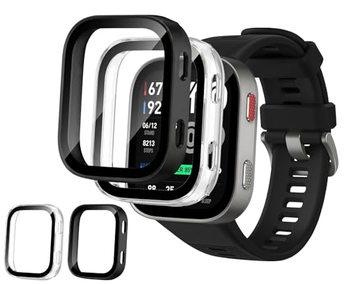 �yJIAYJP�z �P�[�Xfor �Ή� Amazfit Bip Max �p �P�[�X �K���X�t�C���� ��̌^�P�[�X PC+�K���X�f�� �w��h�~ �ϏՌ� �����ȒP �����ߗ� �S�ʕی� �����^ Amazfit Bip Max �J�o�[ (�u���b�N+�N���A)