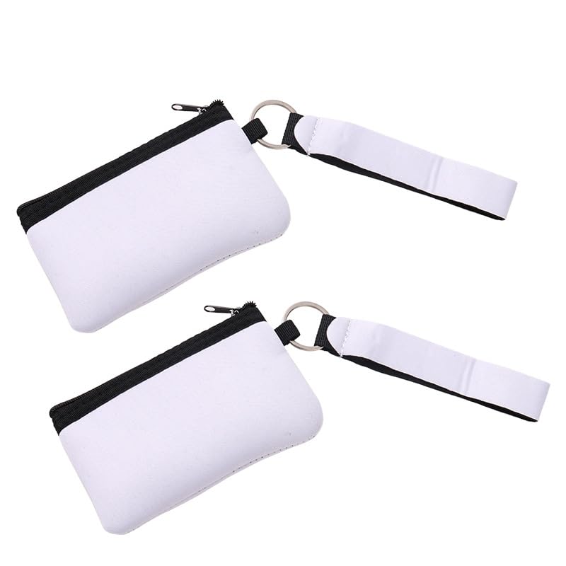 30 monederos de neopreno para sublimación en blanco, para tarjetas de crédito, bolsa de almacenamiento para monedas, llavero, mini carteras, bolsos para logotipo impreso, White, S, Portátil