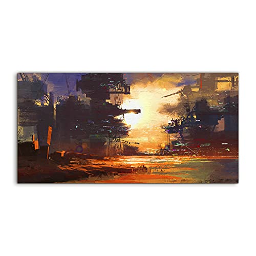 Tableau photo murale acrylique pour chambre et salon design décoratif scifi sunset 120x60