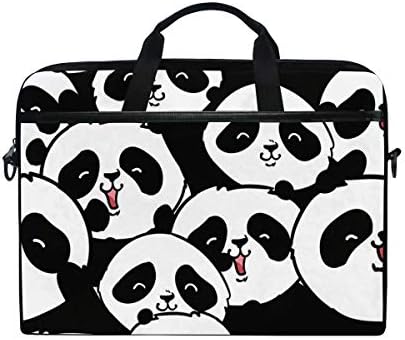 SLHFPX Laptop Bag Black and White Panda Head 14" 15" Laptop Case Notebook Briefcase Tablet Handbag Sleeve Computer Backpack with Shoulder Strap Handle for Men Women Travel Business School