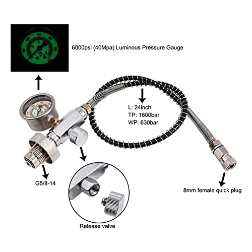 Yzibei New Upgrade HPA Fill Station Charging Adaptor Adaptor From Scuba Tank W/Din 232/300Bar Connector for PCP Refill - Image 5