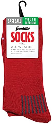 Franklin Sports Youth Baseball Socks - Baseball and Softball Socks - Red - Medium