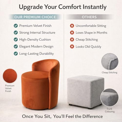 Image of Jaico Wood Seating mudda Puffy Stool Chair for Living Room, Dressing Table, Office, Home Decor, Ottoman pouffes, Sofa Type, and Large .Ottoman and Chair Combined into one (Camel)