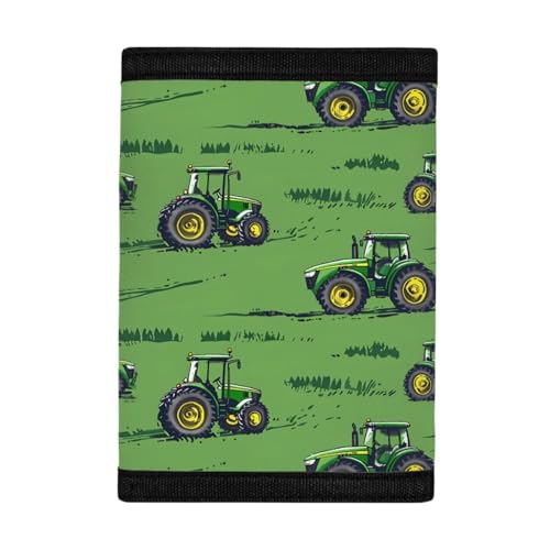 GIFTPUZZ Green Tractor Custom Wallet for Men Boys Trifold Moneybag With Coin Purse With Id Window Personailzed Wallets Fashion Kids Tractor Wallet3
