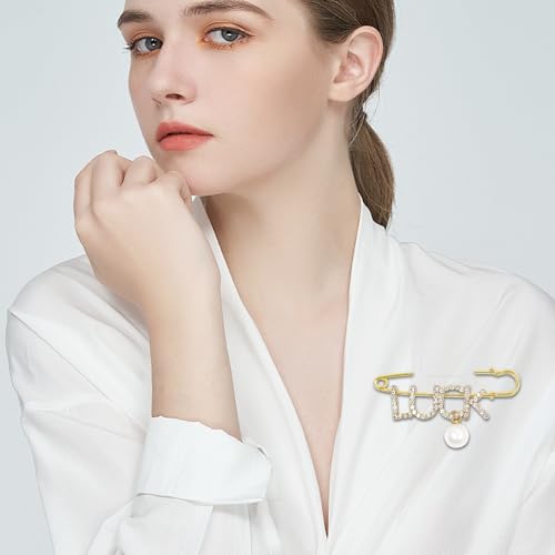 Image of 2 Pcs Vintage Number 5 Lapel Pins and Fashion Chain Brooch Imitating Rhinestone Crystal Brooch Pin