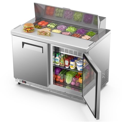 Sandwich Salad Prep Table 48 inch, Commercial Refrigerator Stainless Steel