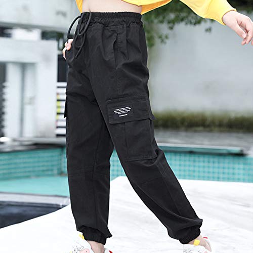 Kids Girls Cotton Cargo Jogger Pants Elastic Waist Trousers Drawstring Pants Hip Hop Sweatpant Casual Streetwear3