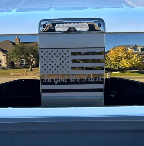 Image of Xinghe for Dodge Ram 2009 to 2026, American Flag Decals Stickers for Truck Back Middle Window, Matte Black USA Flag Decal for Truck Back Sliding Window