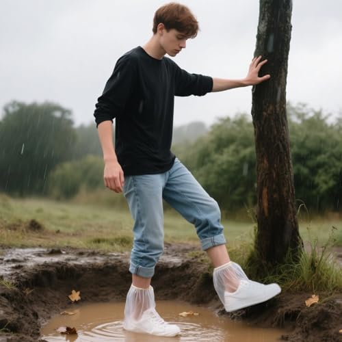 Schuhüberzieher transparent wasserdicht rutschfest 10 Stück für Damen Herren - Outdoor Camping Wandern Reisen Schuhe schützen