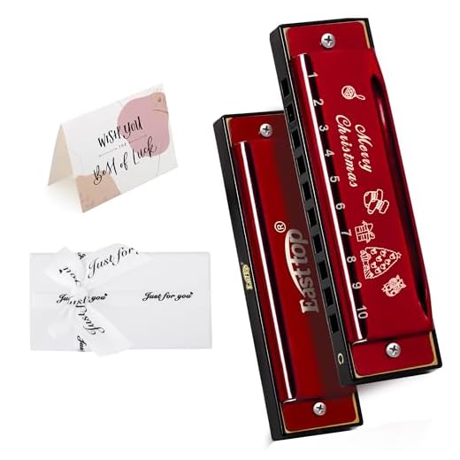 EAST TOP Blues Deluxe Harmonica Diatonic Mouth Organ as Christmas Gift(red)