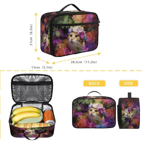 Fairy Kitten Print Kids Backpack Set with Animal Design Lightweight Large Capacity School Bookbag with Lunch Box for Teens4