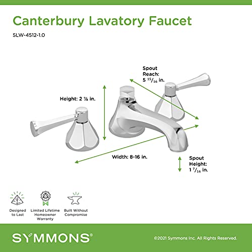 Symmons Slw-4512-1.0 Canterbury Widespread 2-Handle Bathroom Faucet With Drain Assembly In Polished Chrome (1.0 Gpm) #TOP1