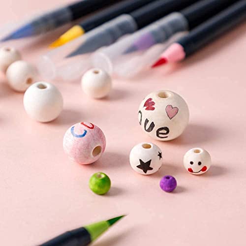 950 peças de contas de madeira para artesanato, 7 tamanhos, contas de madeira natural inacabadas, 6