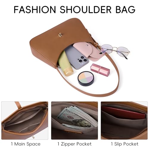 Image of CLUCI Shoulder Bag for Women, Purses for Women, Handbag Hobo Bags Vegan Leather Crossbody Purse with Adjustable Strap Brown