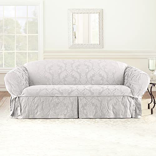Sure Fit Matelasse Damask 1-Pc Sofa-White #TOP1