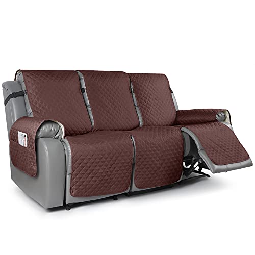 Taococo Recliner Sofa Slipcover Couch Covers For 3 Cushion Couch, Pet Sofa Cover For 3 Seat Recliner Sofa, Washable Reclining Sofa Cover Furniture Protector With Elastic Straps(3 Seater, Brown) #TOP24