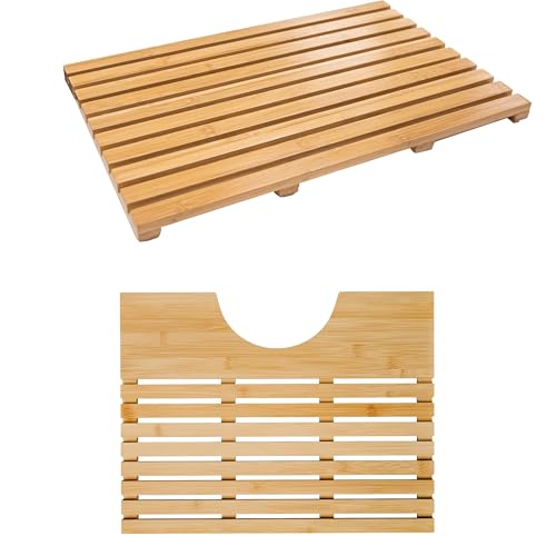 Bargain House Bamboo Bathroom Mat Collection, Wooden Bath Ma