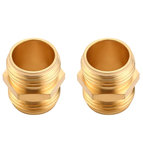 Sanpaint 3/4 Inch Brass Garden Hose Adapter Double Male Quick Connector,4 Pack #TOP2