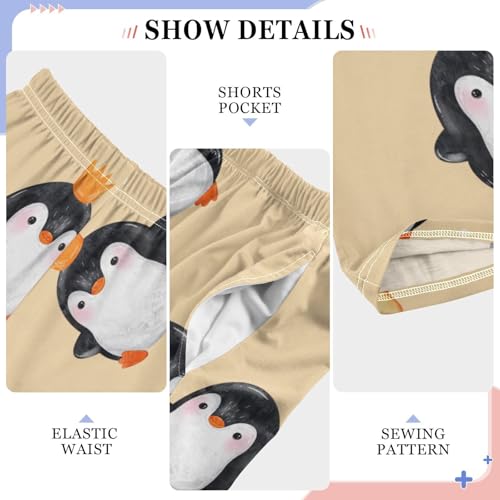 Cute Penguin Boys Pants Boys Athletic Pants Long Pant for Boy with Pockets Wide-Leg Size 6-14Y4