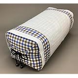 角枕 そばがら入り ひもで縛って高さ調整・ファスナー付き側で中身の出し入れでダブル高さ調節機能付き +ダブルカバー付き チェック ブルー 日本製