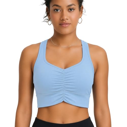 Image of POPSUGAR Sports Bras for Women - Y Back, High Neck, Strappy & Long Line Padded Racerback Bra Workout Yoga Top Racer Back Bra