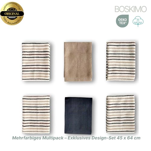 Strofinacci Cucina Premium Cotone – Set 6 Panni Cucina in Microfibra e Spugna, Canovacci Assorbenti in Cotone, Panni Pulizia (Aura Beige) - immagine 3