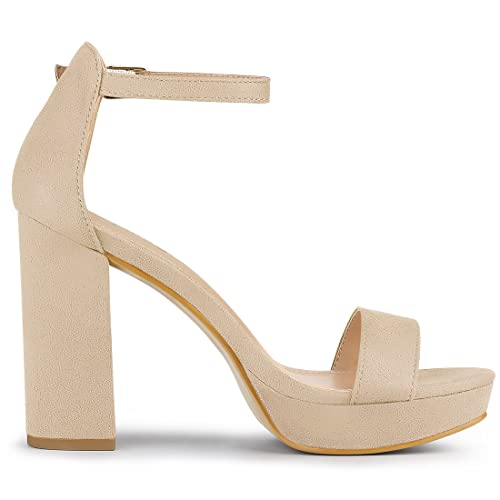 Allegra K Allegra K Women's Platform Ankle Strap Chunky High Heel Beige Sandals - 7.5 M US