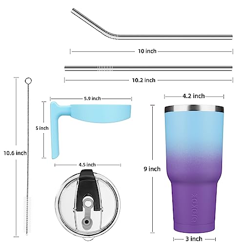Image of BJPKPK 40 oz Tumbler with Handle & Straw, Insulated Stainless Steel Mug