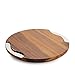 Nambé Cheese Block and Knife Set – Round Acacia Wood Board Featuring Stainless Steel Details, Contemporary Tray with Spreader, Stylish Table Accent for Parties, Gatherings, and Dining