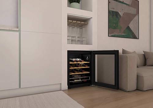 Candy DiVino CWC023 Weinschrank, 23 Flaschen, WLAN, App hOn, wendbare Tür, 3 Fächer, Anti-UV-Behandlung, vibrationsfreier Kompressor, LED-Beleuchtung, digitale Steuerung, integrierter Griff, 37 dB,