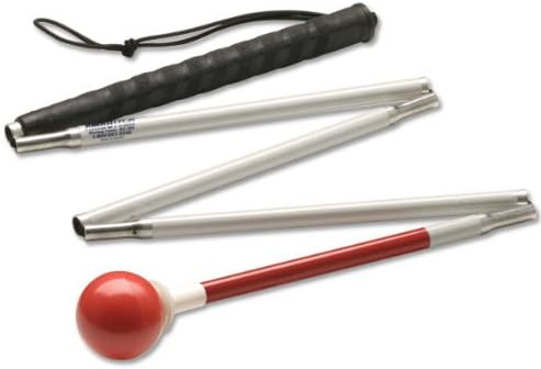 Ambutech Alum. 5-Sec. Folding Cane- Red Ball-58-in