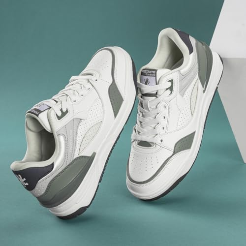 Image of Red Tape Women's Sneakers White Black Pu Round Toe Lace-Up