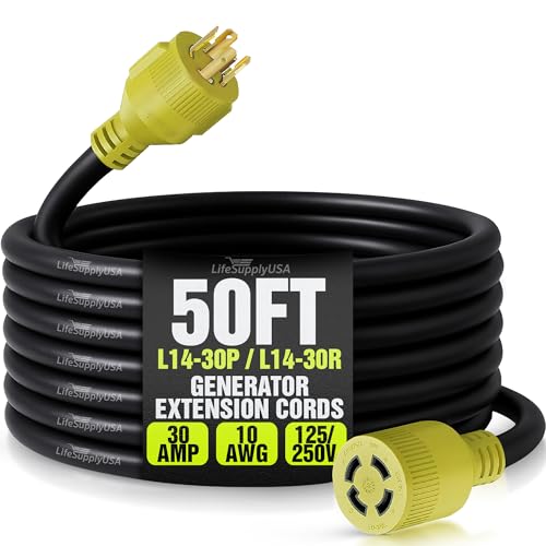 50ft 30A Generator Extension Cord with Loop Strap