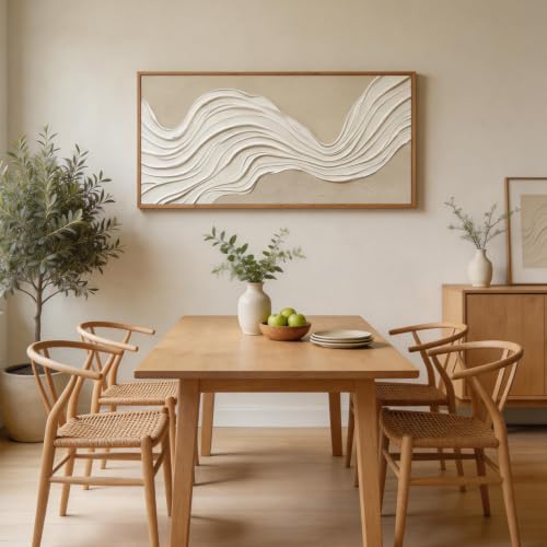 Image of CHDITB Horizontal Wave Wall Art, Neutral Earth Tone Textured Wall Decor
