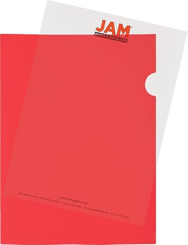 JAM PAPER Plastic Sleeves - Letter Size - 9 x 11 1/2 - Red Project Pockets - 600 Bulk Page Protectors/Pack