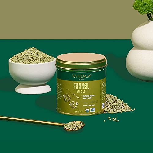 Vahdam, Organic Fennel Whole (2.47Oz/70G) Gluten-Free, Usda Organic, 100% Raw Fennel Seeds For Cooking, Smoothies & Lattes | Fennel Whole Foods, Sealed Fresh At Source #TOP3
