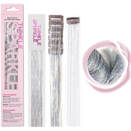 6Pcs Clip in Hair Tinsel Kit, Glitter Tinsel Hair Extensions Clips