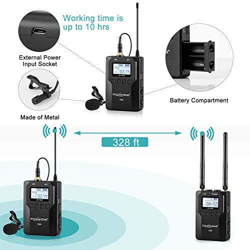 50-channel UHF Professional Wireless Lavalier Lapel Microphone Omnidirectional DSLR Wireless Microphone System for Canon Nikon Sony Panasonic Camera Camcorder Smartphone Laptop & PC(1TX+1RX)-ZHUOSHENG - Thumbnail 4