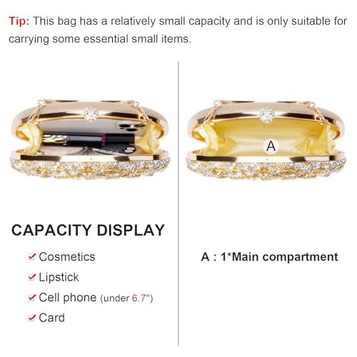 Image of RNIEGA Rhinestone Clutch Purses for Women Evening Wedding Formal Party Purses Crystal Diamond Glitter Sparkly Handbag