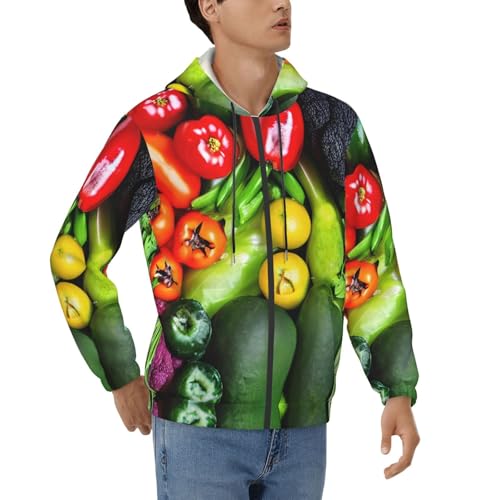Sweat à capuche homme motif légumes frais à manches longues décontracté