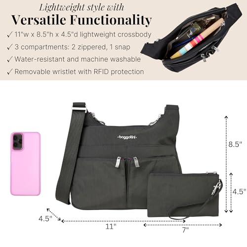 Image of Baggallini Crossbody Travel Bag 11x8.5 Lightweight Water-resistant Nylon Handbag